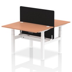 Air Back-to-Back Height Adjustable Bench Desk - 2 Person with Black Straight Screen - image 3