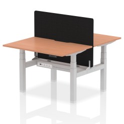 Alternative view of Air Back-to-Back Scalloped Edge Height Adjustable Bench Desk - 2 Person with Black Straight Screen