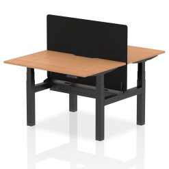 Air Back-to-Back Scalloped Edge Height Adjustable Bench Desk - 2 Person with Black Straight Screen - image 10