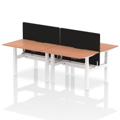 Air Back-to-Back Scalloped Edge Height Adjustable Bench Desk - 4 Person with Black Straight Screen - image 3