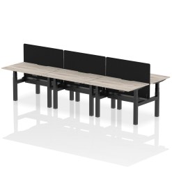 Air Back-to-Back Scalloped Edge Height Adjustable Bench Desk - 6 Person with Black Straight Screen - image 4