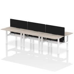 Air Back-to-Back Scalloped Edge Height Adjustable Bench Desk - 6 Person with Black Straight Screen - image 6