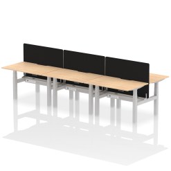 Air Back-to-Back Scalloped Edge Height Adjustable Bench Desk - 6 Person with Black Straight Screen - image 8