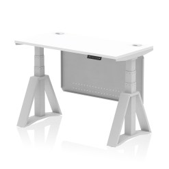 Air Height Adjustable Slimline Desk With Cable Ports With Steel Modesty Panel With Piste Foot - image 9