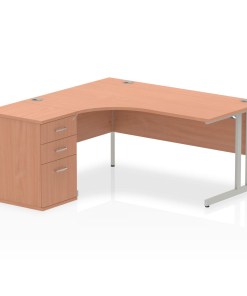 Impulse 1600mm Cantilever Left Crescent Desk Workstation