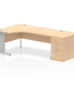 Impulse 1800mm Cable Managed Left Crescent Desk Workstation