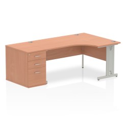 Impulse 1600mm Cable Managed Right Crescent Desk Workstation - image 5