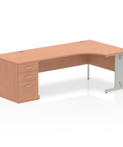 Impulse 1800mm Cable Managed Right Crescent Desk Workstation
