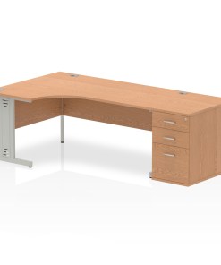 Impulse 1800mm Cable Managed Left Crescent Desk Workstation