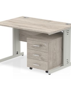 Impulse 1200mm Cable Managed Straight Desk With Mobile Pedestal