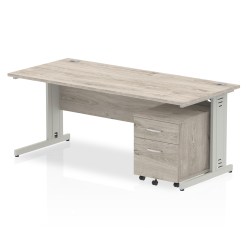 Impulse 1800mm Cable Managed Straight Desk With Mobile Pedestal - image 2