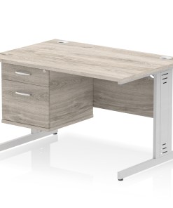 Impulse 1200mm Cable Managed Straight Desk With Single Fixed Pedestal