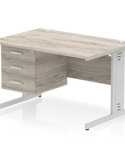 Impulse 1200mm Cable Managed Straight Desk With Single Fixed Pedestal