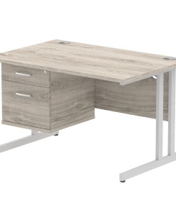 Impulse 1200mm Cantilever Straight Desk With Single Fixed Pedestal