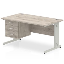 Impulse 1400mm Cable Managed Straight Desk With Single Fixed Pedestal - image 2