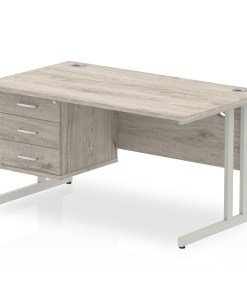 Impulse 1400mm Cantilever Straight Desk With Single Fixed Pedestal