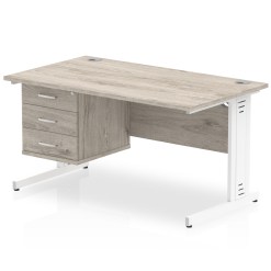 Impulse 1400mm Cable Managed Straight Desk With Single Fixed Pedestal - image 4