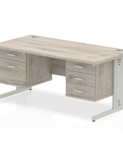 Impulse 1600mm Cable Managed Straight Desk With Two Fixed Pedestal