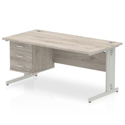 Impulse 1600mm Cable Managed Straight Desk With Single Fixed Pedestal - image 2