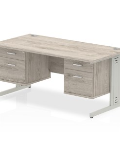 Impulse 1600mm Cable Managed Straight Desk With Two Fixed Pedestal