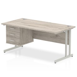Impulse 1600mm Cantilever Straight Desk With Single Fixed Pedestal - image 2