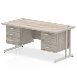 Impulse 1600mm Cantilever Straight Desk With Two Fixed Pedestal - image 3