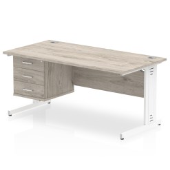 Impulse 1600mm Cable Managed Straight Desk With Single Fixed Pedestal - image 4