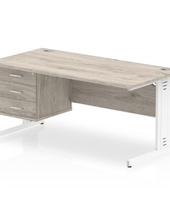 Impulse 1600mm Cable Managed Straight Desk With Single Fixed Pedestal