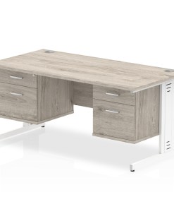 Impulse 1600mm Cable Managed Straight Desk With Two Fixed Pedestal
