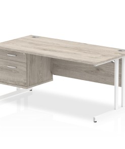 Impulse 1600mm Cantilever Straight Desk With Single Fixed Pedestal