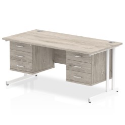 Impulse 1600mm Cantilever Straight Desk With Two Fixed Pedestal - image 6