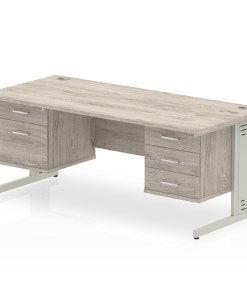 Impulse 1800mm Cable Managed Straight Desk With Two Fixed Pedestal