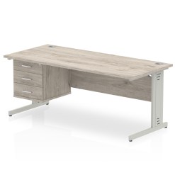 Impulse 1800mm Cable Managed Straight Desk With Single Fixed Pedestal - image 2