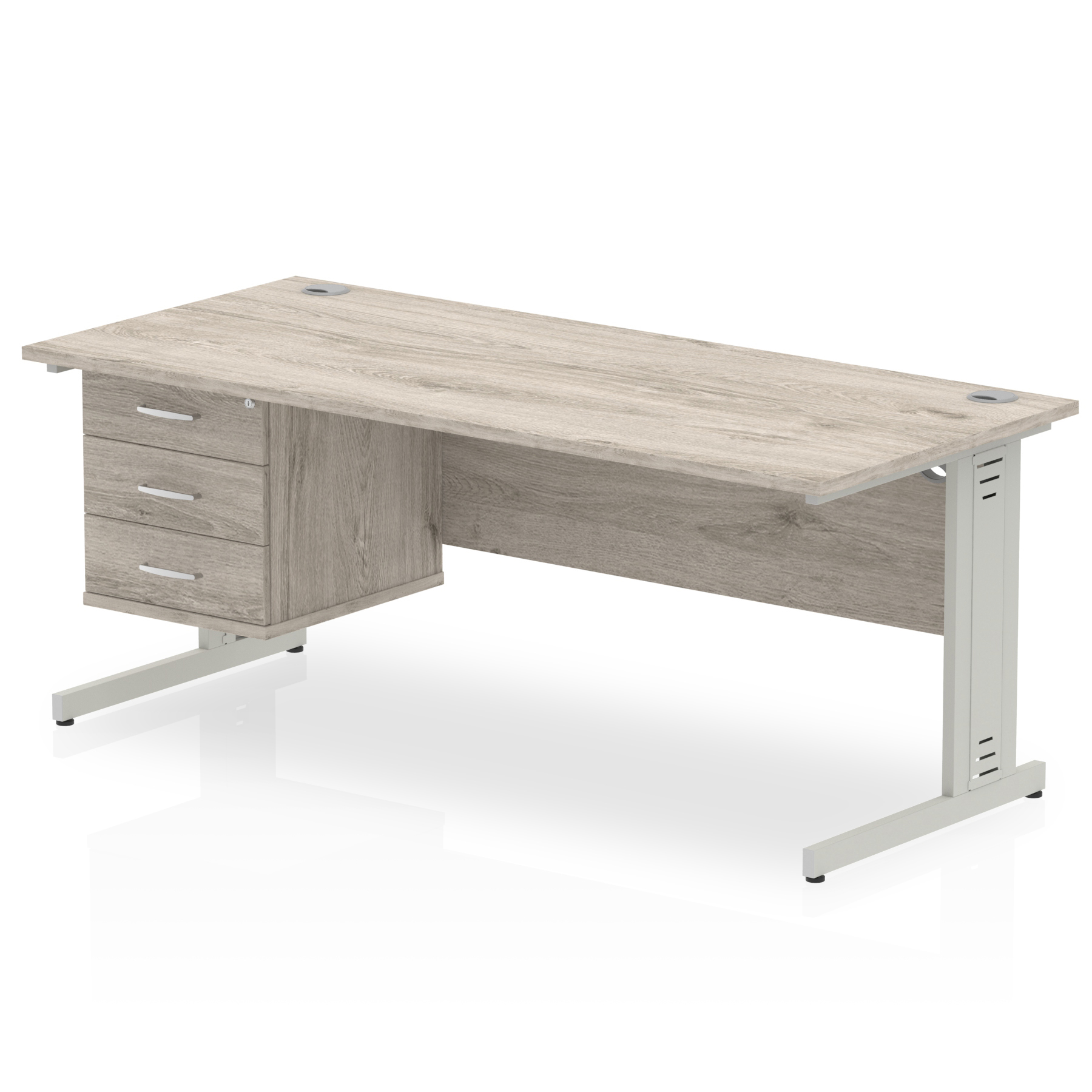 Impulse 1800mm Cable Managed Straight Desk With Single Fixed Pedestal - image 2