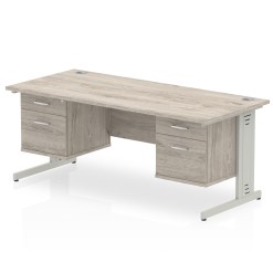 Impulse 1800mm Cable Managed Straight Desk With Two Fixed Pedestal - image 2