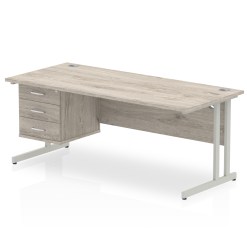 Impulse 1800mm Cantilever Straight Desk With Single Fixed Pedestal - image 2