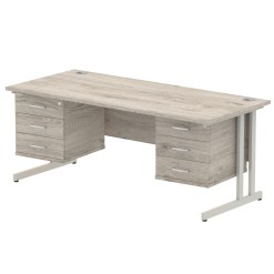 Impulse 1800mm Cantilever Straight Desk With Two Fixed Pedestal - image 3