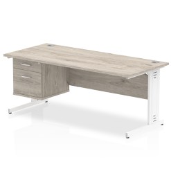 Impulse 1800mm Cable Managed Straight Desk With Single Fixed Pedestal - image 3
