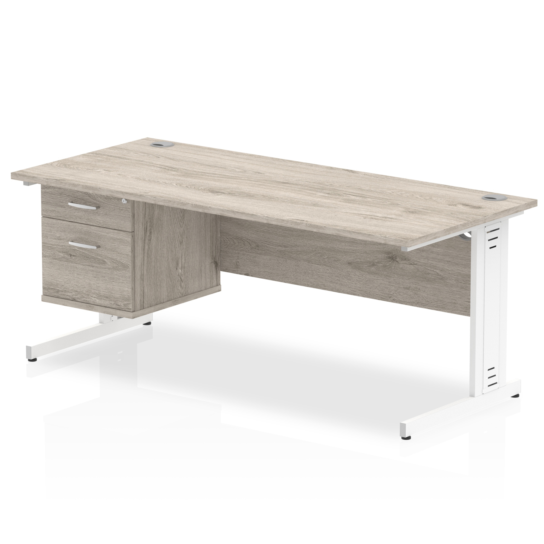 Impulse 1800mm Cable Managed Straight Desk With Single Fixed Pedestal - image 3