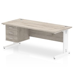 Impulse 1800mm Cable Managed Straight Desk With Single Fixed Pedestal - image 4