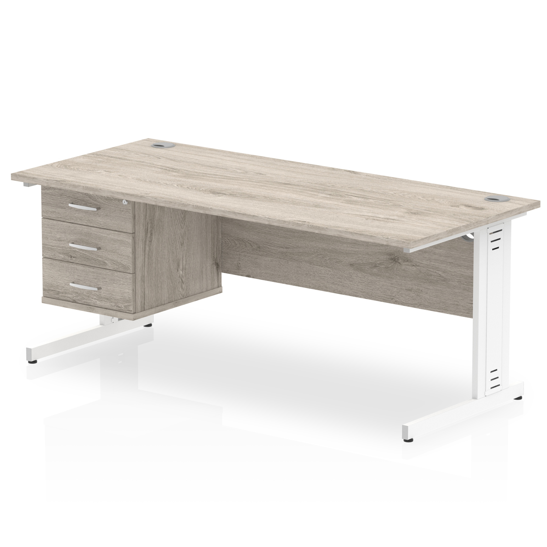 Impulse 1800mm Cable Managed Straight Desk With Single Fixed Pedestal - image 4