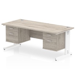 Impulse 1800mm Cable Managed Straight Desk With Two Fixed Pedestal - image 5