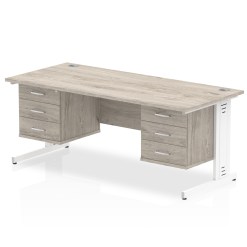 Impulse 1800mm Cable Managed Straight Desk With Two Fixed Pedestal - image 6