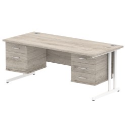 Impulse 1800mm Cantilever Straight Desk With Two Fixed Pedestal - image 4