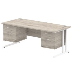 Impulse 1800mm Cantilever Straight Desk With Two Fixed Pedestal - image 5