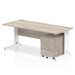 Impulse 1800mm Cable Managed Straight Desk With Mobile Pedestal - image 4