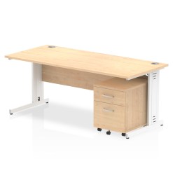 Impulse 1800mm Cable Managed Straight Desk With Mobile Pedestal - image 5