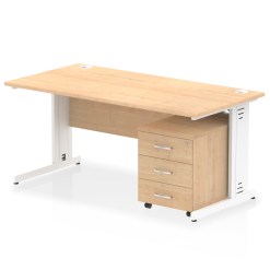 Impulse 1600mm Cable Managed Straight Desk With Mobile Pedestal - image 10