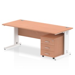Impulse 1800mm Cable Managed Straight Desk With Mobile Pedestal - image 8