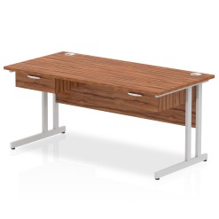 Impulse Cantilever Straight Desk Silver Frame With Two One Drawer Fixed Pedestals - image 7